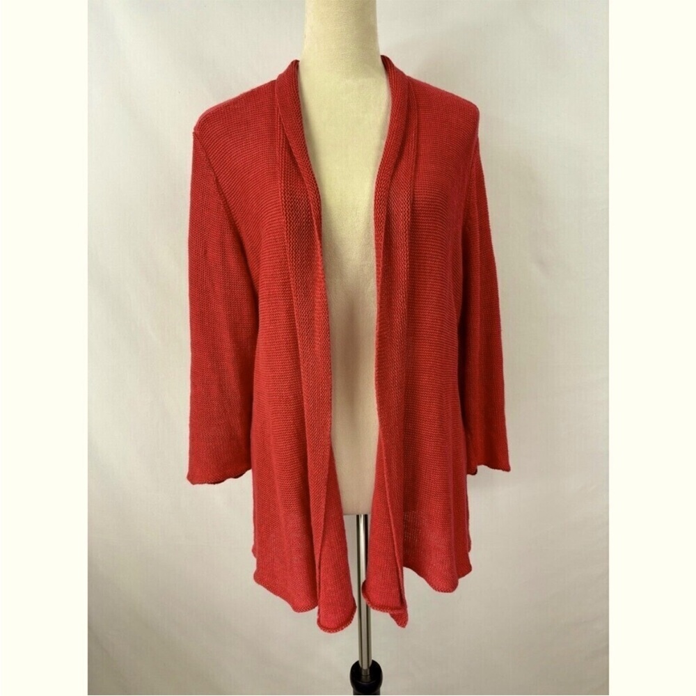 Eileen Fisher Red Open Front Cardigan size XL